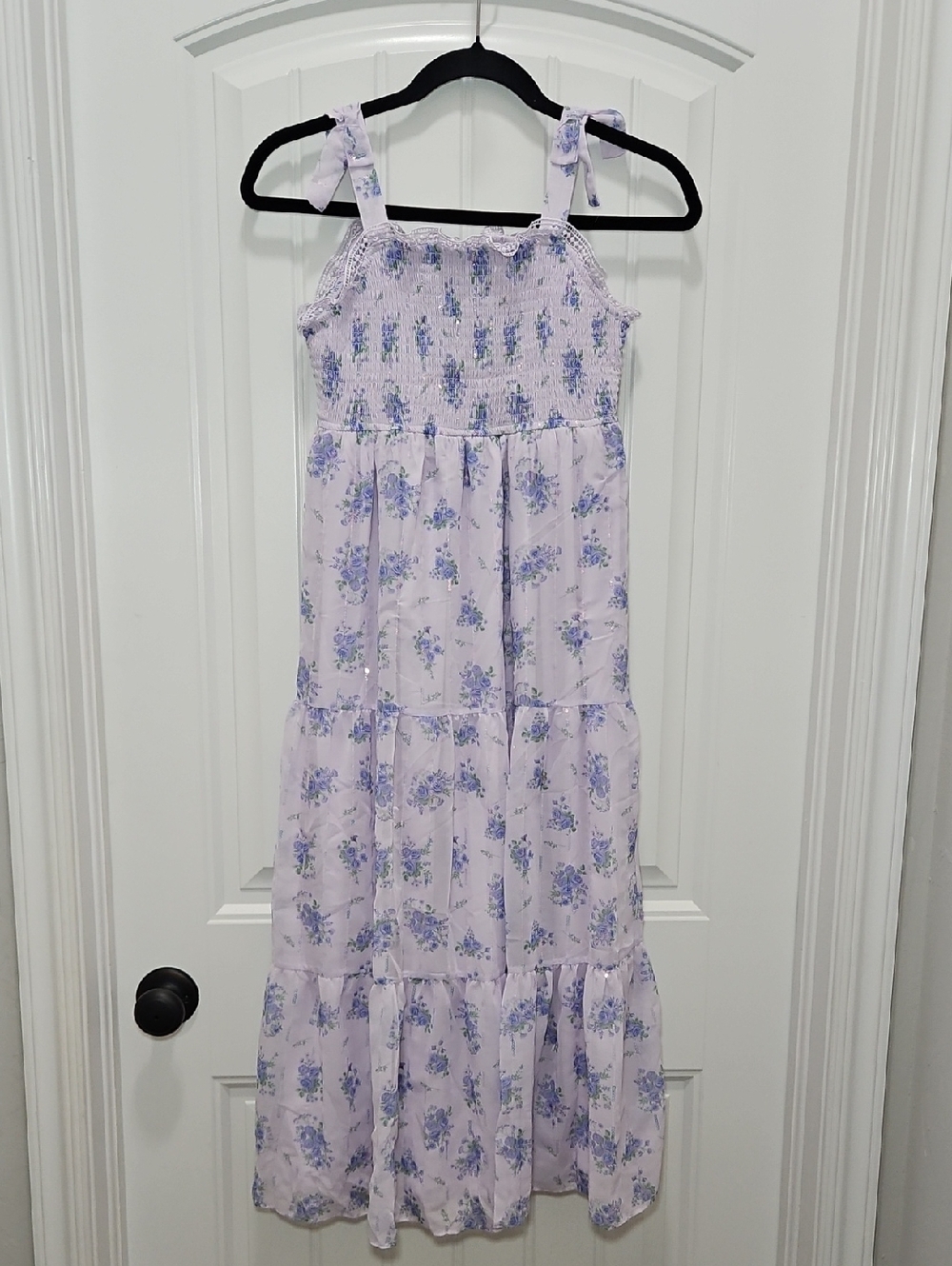 Rare Editions Girls Chiffon Maxi Dress Large 10/12 New Purple - Picture 2 of 11